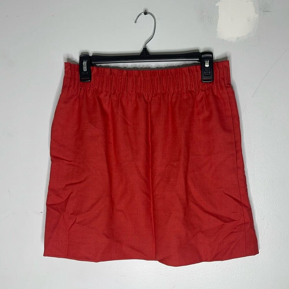 J. CREW Red Pull On Wool Blend Mini Skirt Size 8
